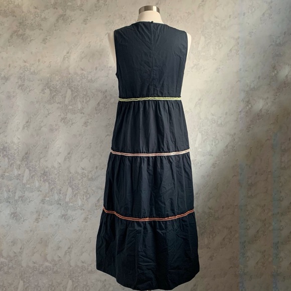 NEW Madewell Rickrack Cattail Tiered Dress Black M - Picture 3 of 10